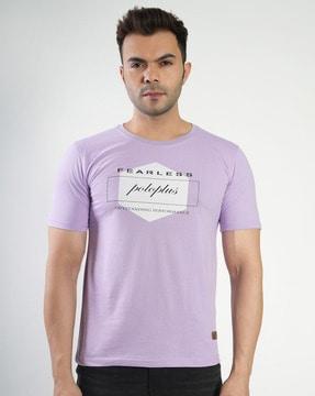 men typographic print slim fit round-neck t-shirt