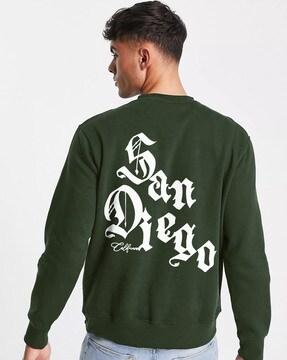 men typographic print slim fit sweatshirt