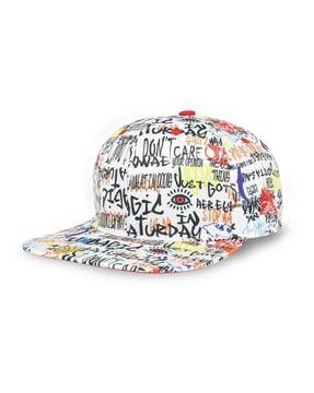 men typographic print snapback cap with stitched detail