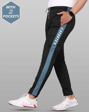 men typographic print straight track pants