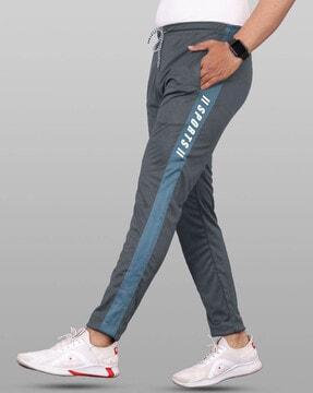 men typographic print straight track pants