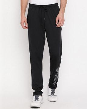 men typographic print straight track pants