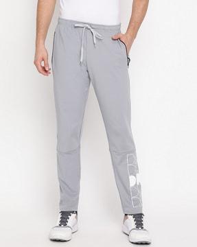 men typographic print straight track pants