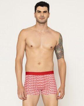 men typographic print trunk with elasticated waist