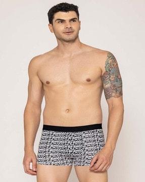 men typographic print trunk with elasticated waist