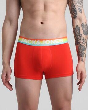 men typographic print trunks with elasticated waist