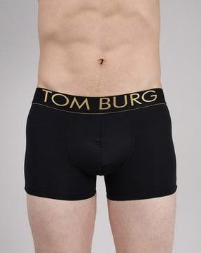 men typographic print trunks with elasticated waist