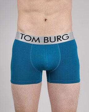 men typographic print trunks with elasticated waist