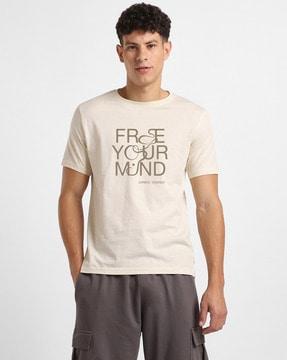 men typographic regular fit crew-neck t-shirt