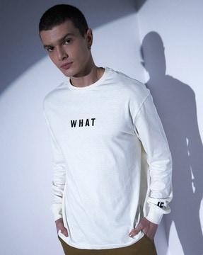 men typographic relaxed fit t-shirt with round neck