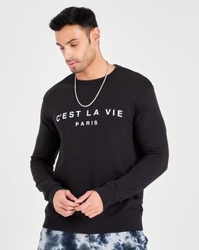 men typographic sweatshirt with round neck