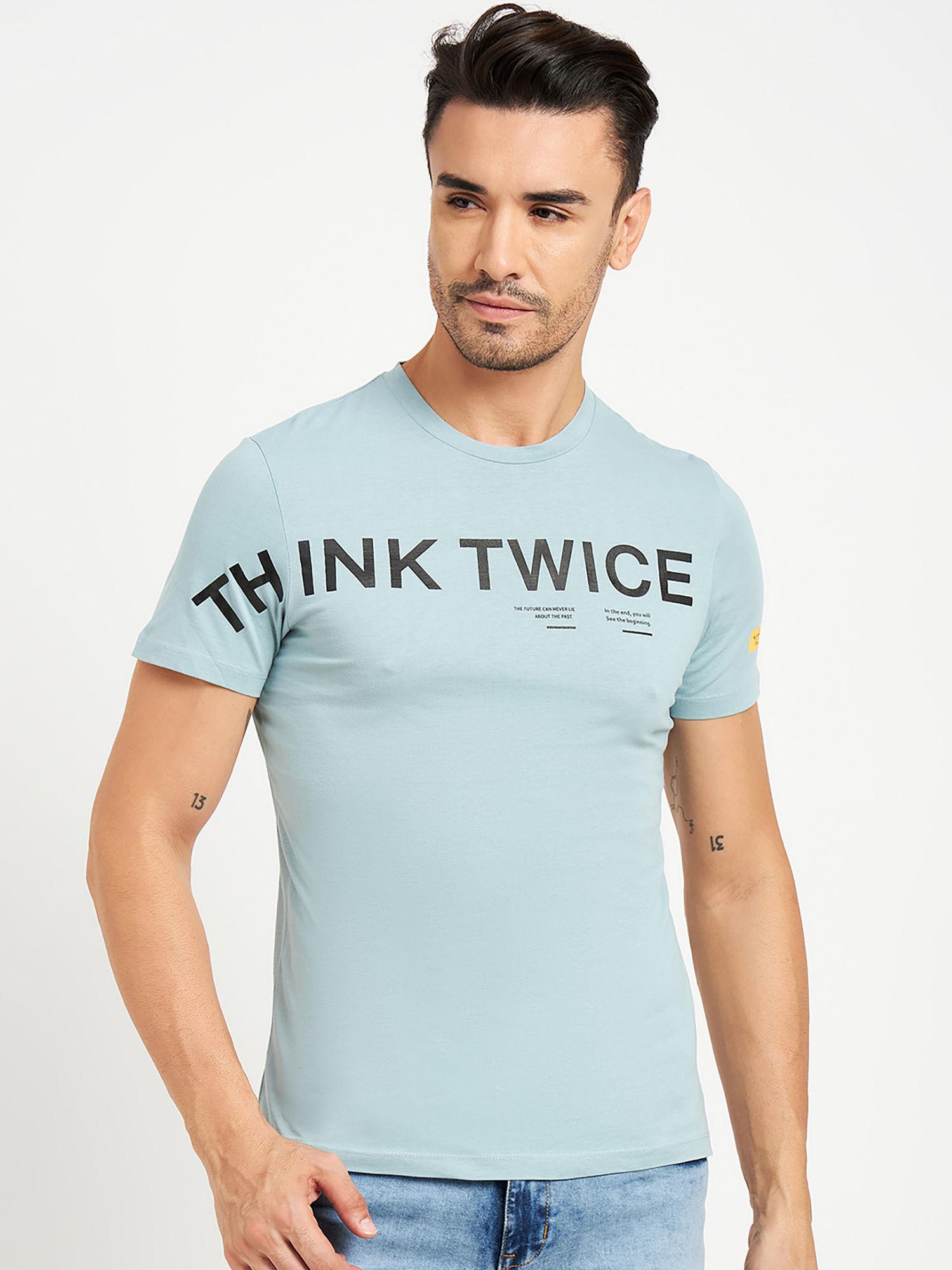 men typography blue t-shirt