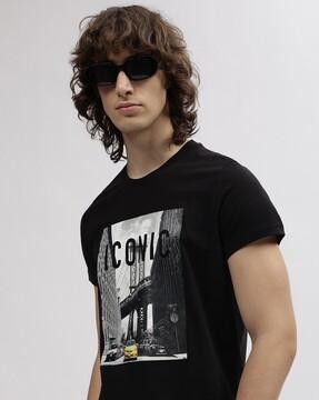 men typography cotton t-shirt