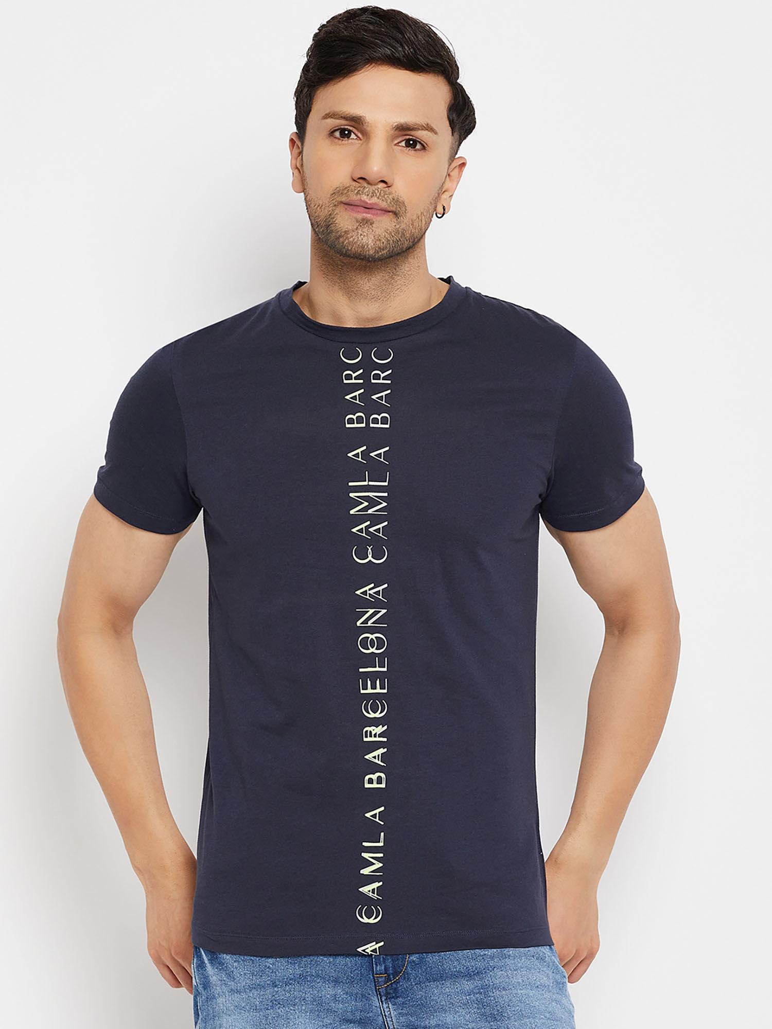 men typography navy t-shirt