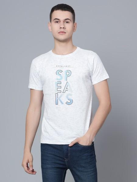 men typography round neck poly cotton white t-shirt