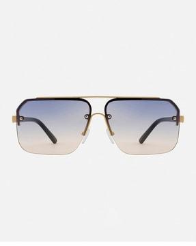 men uv-protected half-rim rectangular sunglasses-frro1049c03