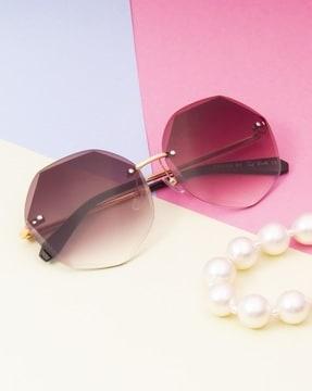 men uv-protected rimless circular sunglasses- 5079-c1