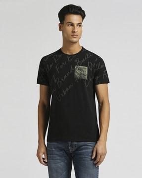 men vanko union jack printed slim fit crew-neck t-shirt