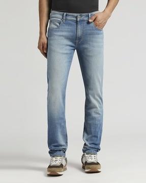 men vapour heavily washed slim fit jeans