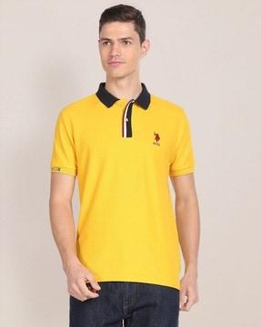 men varsity slim fit polo t-shirt with logo embroidery