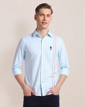 men vertical striped tailored fit shirt