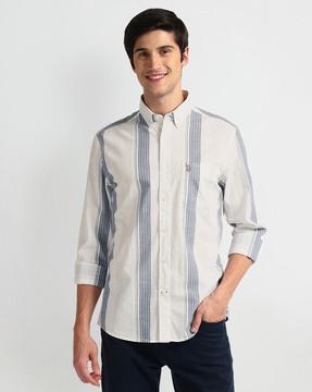 men vertical striped tailored fit shirt