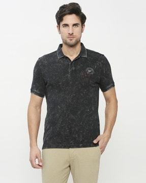 men washed regular fit polo t-shirt