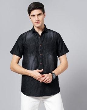 men washed regular fit shirt