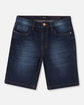 men washed regular fit shorts