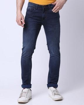 men washed slim jeans