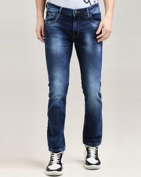 men washed slim jeans