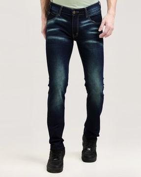 men washed slim jeans