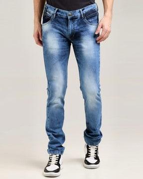 men washed slim jeans