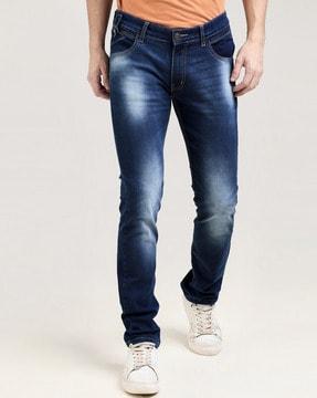 men washed slim jeans