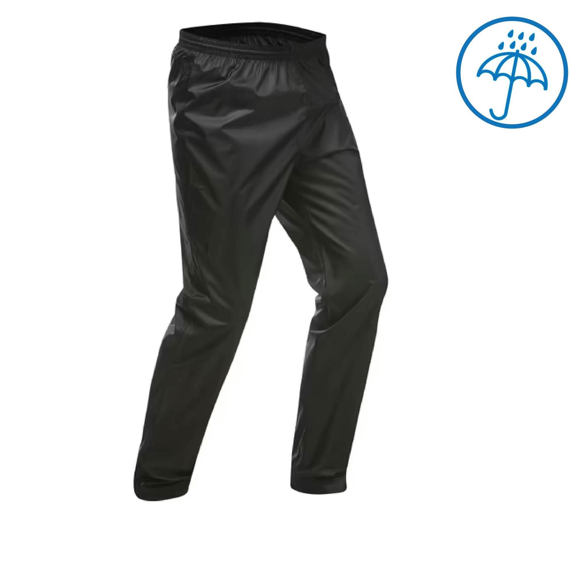 men waterproof hiking over trousers nh500 black