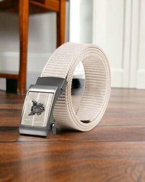 men webbed slim belt with eagle engraved buckle