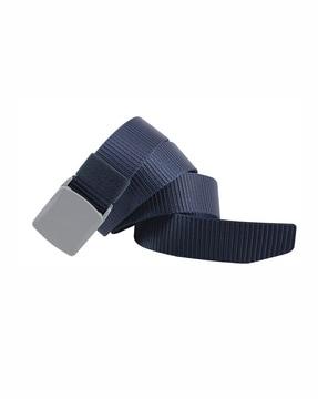 men webbed wide belt with flap buckle closure