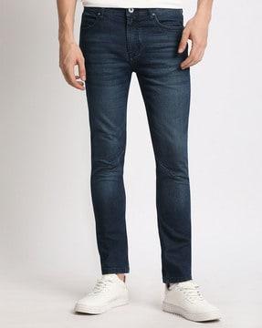 men whiskered skinny fit jeans