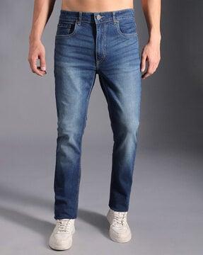 men whiskered straight jeans