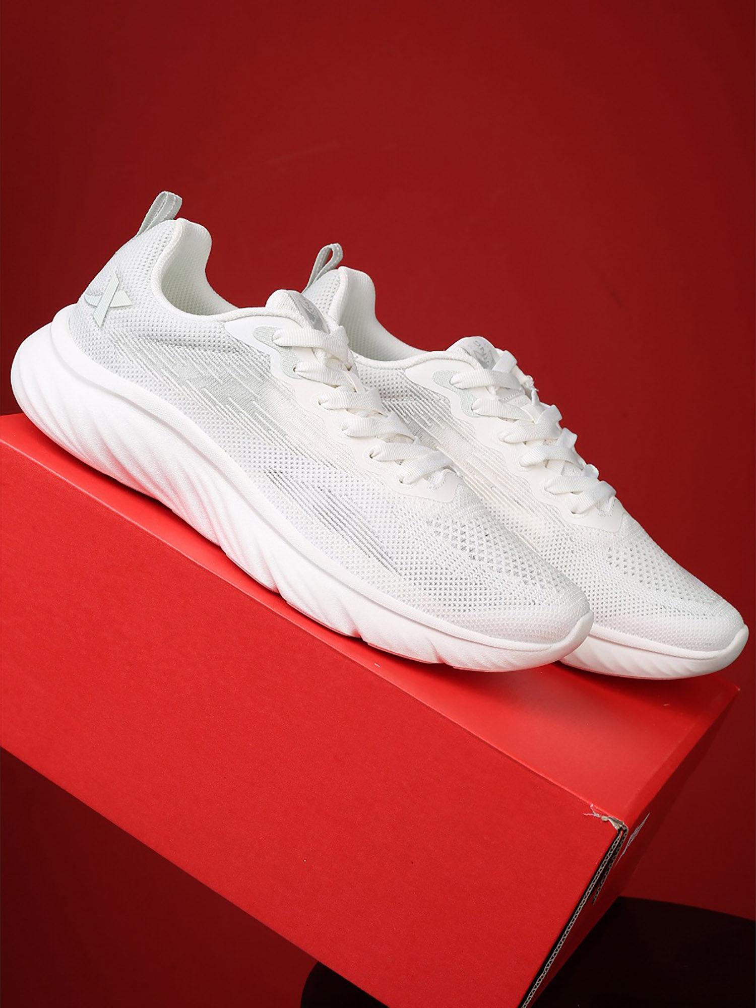 men white & grey comfort textured running shoes