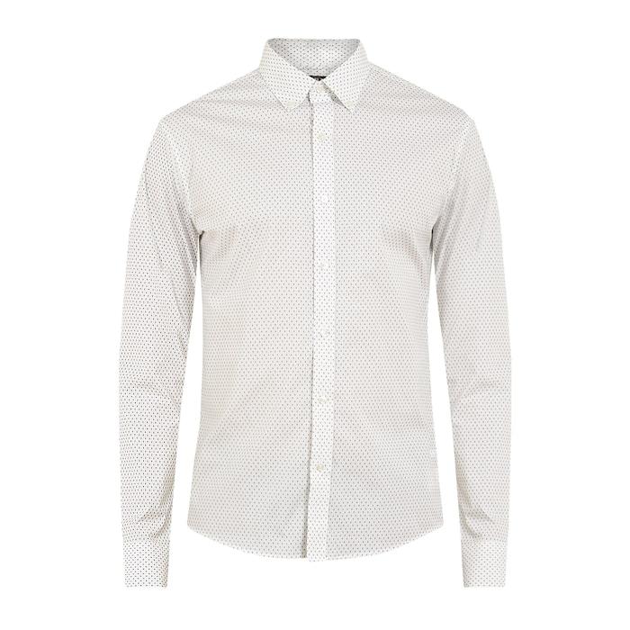 men white all-over diamond print slim shirt
