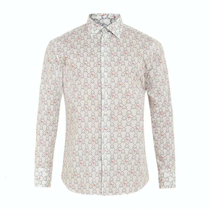 men white all-over flamingo shirt