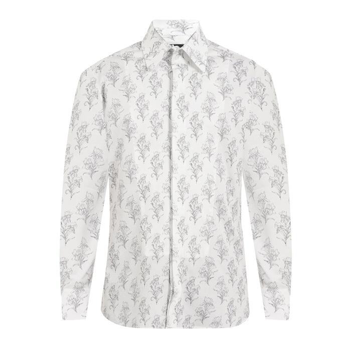 men white all-over floral print shirt