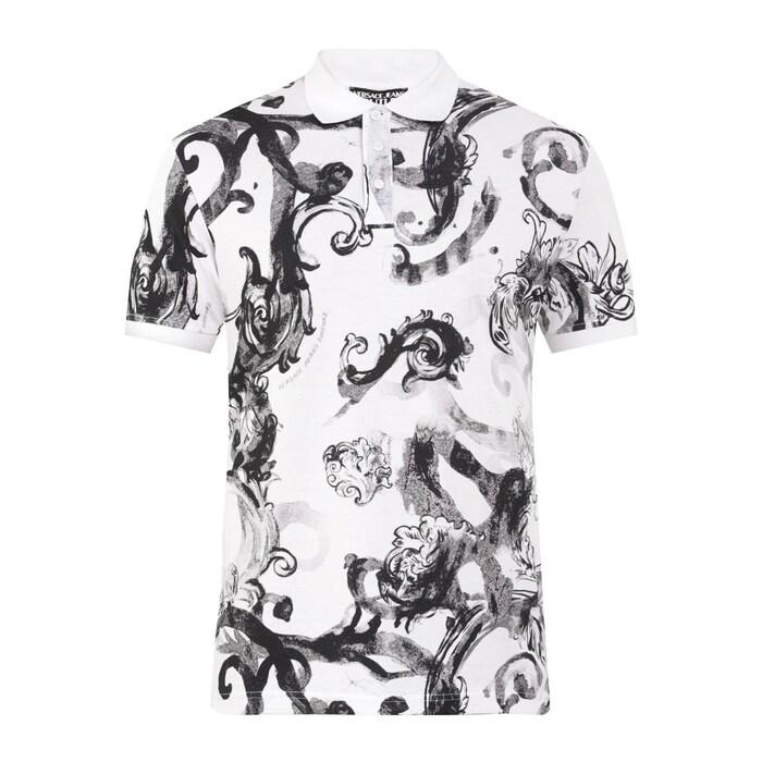 men white all-over watercolour baroque print polo