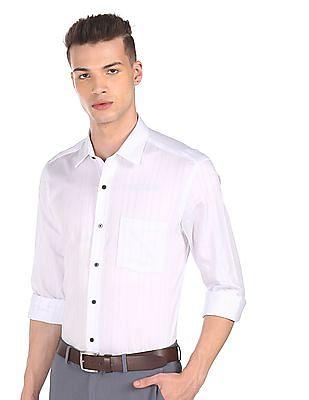 men white and light blue manhattan slim fit striped formal shirt