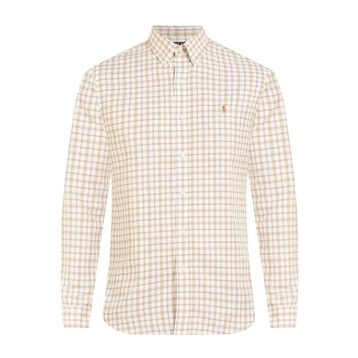 men white basic checks slim-fit logo shirt