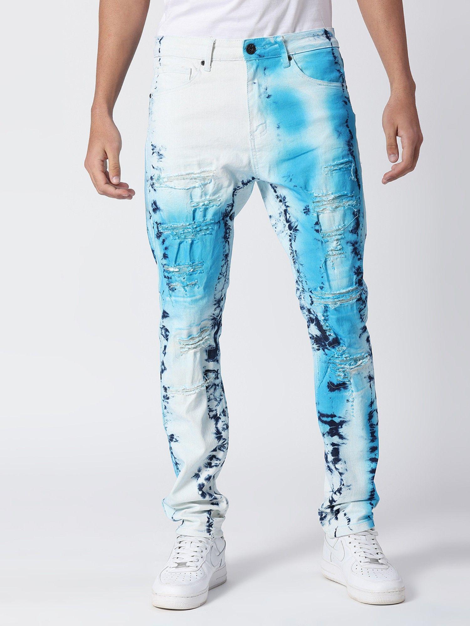 men white blue tie dye comfort fit