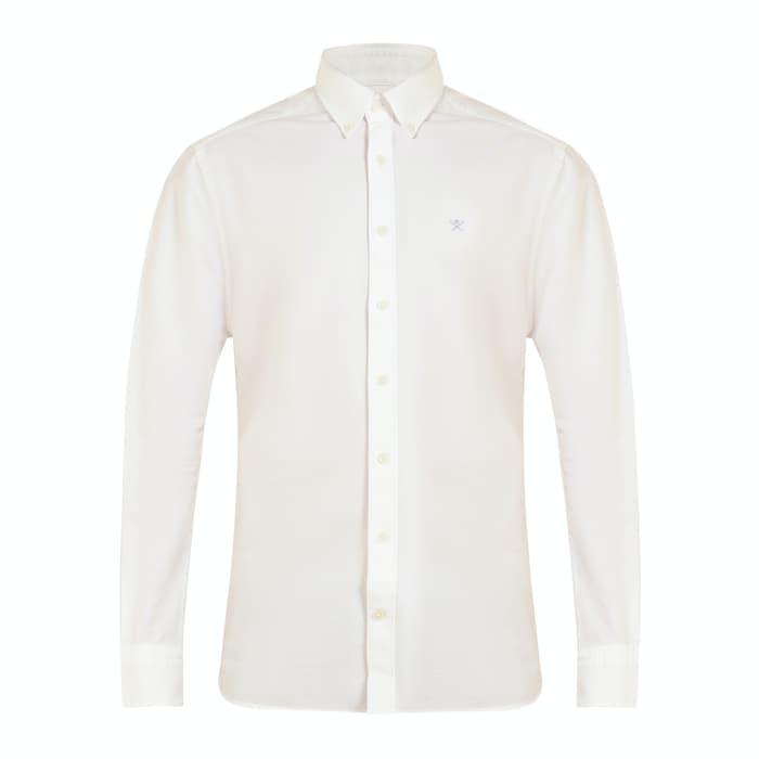men white button-down logo shirt
