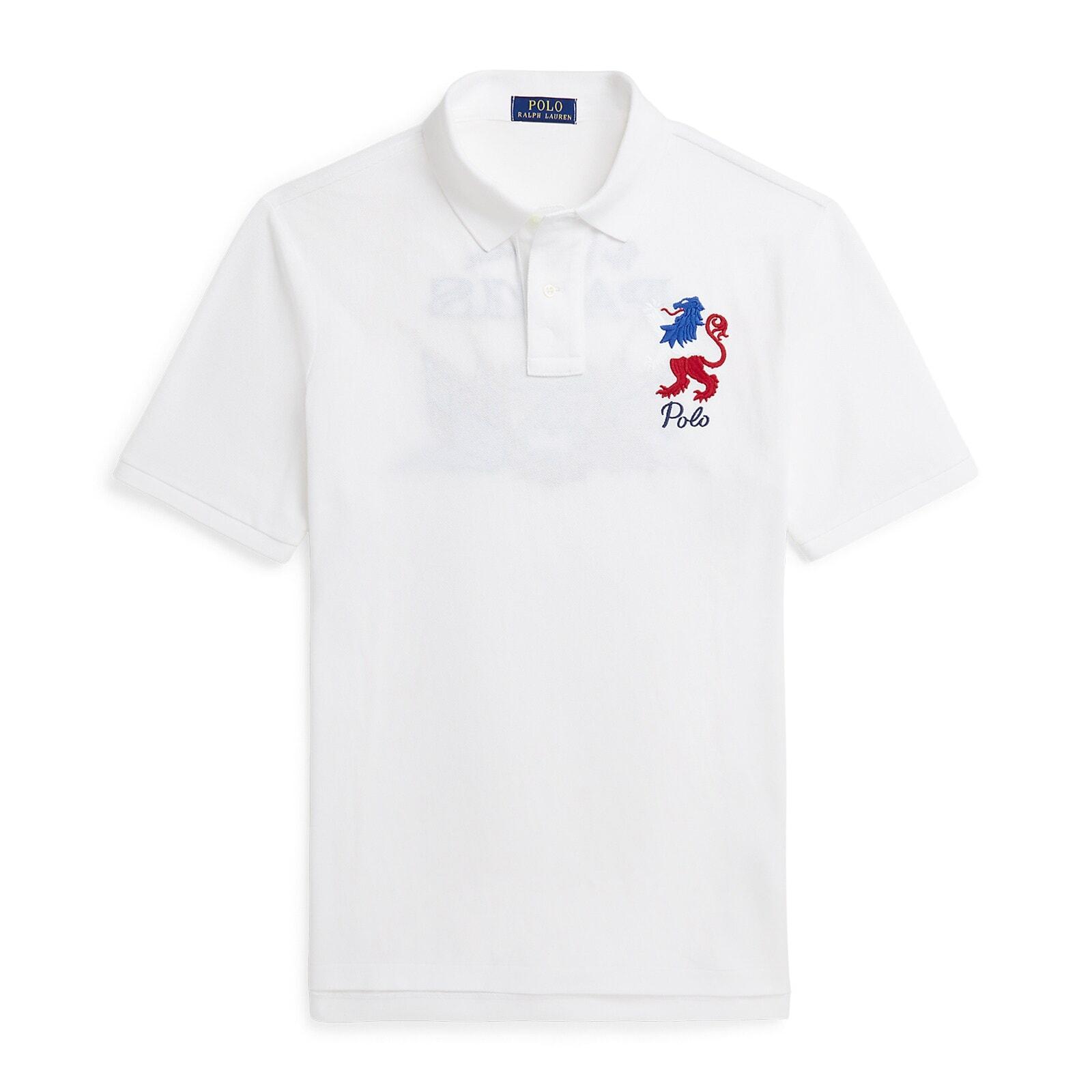 men white classic fit embroidered mesh polo