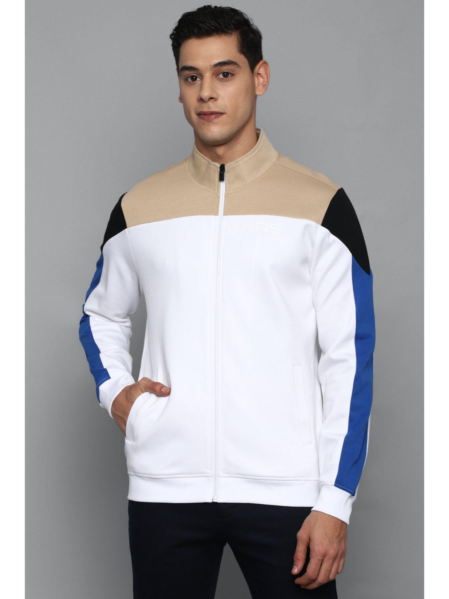 men white colorblock full sleeves casual jacket